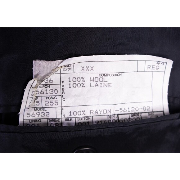 MANI Vintage Sport Coat Men Size 44R/S Solid Black 2 Button Wool Blazer - Picture 12 of 15